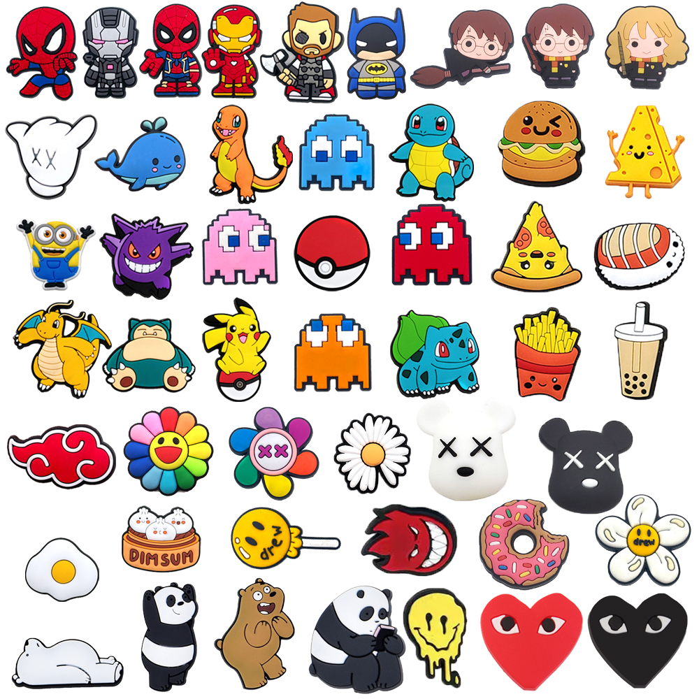 Hot sell Aceessories CROC JIBZ DIY Fashion Shoe Charms cartoon anime  slippers cute shoes 1pcs FashionPin buckle decoration kids Gifts