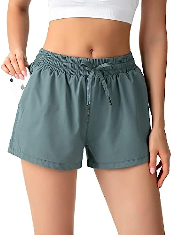Cholewy Athletic Shorts for Women High Waisted Running Shorts Quick Dry Workout Hiking Shorts with Pockets 2"