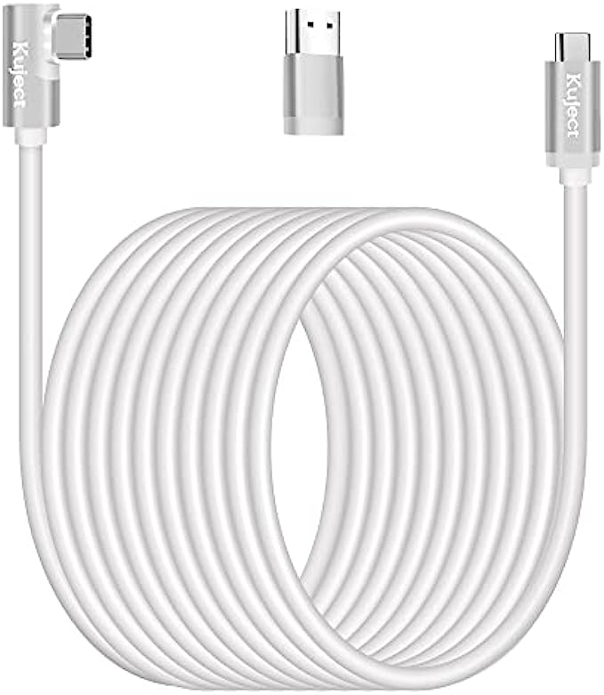 Compatible for Oculus Quest 2 Link Cable 20FT, Kuject VR Headset Cable for Oculus Quest 2 / Quest 1, USB 3.0 Type C to C High Speed Data Transfer Charging Cord for Gaming PC &amp; USB C Chargers White