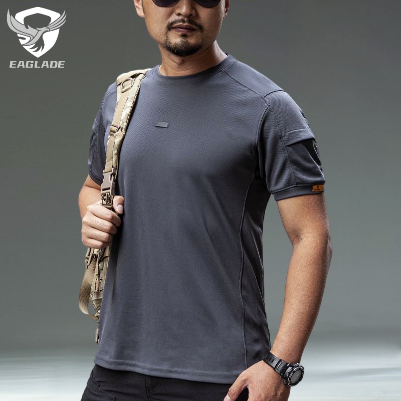 EAGLADE Tactical T-Shirt Men TFSJ-TX001 In Grey Quick Dry STRETCHABLE
