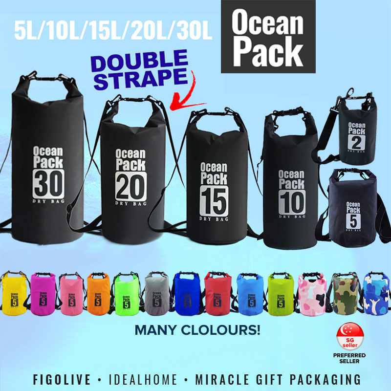 [SG Ready Stock] 5L / 10L /15L / 20L / 30L Ocean Pack Dry Bag Outdoor Gear Christmas Gift